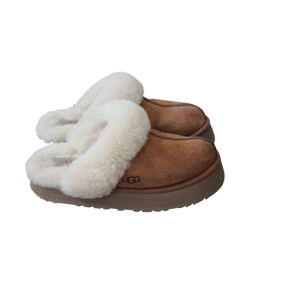 UGG Disquette Chestnut Suede Platform Slippers 1122550 Brown Womens 6